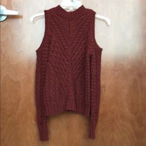 Express maroon cold shoulder sweater